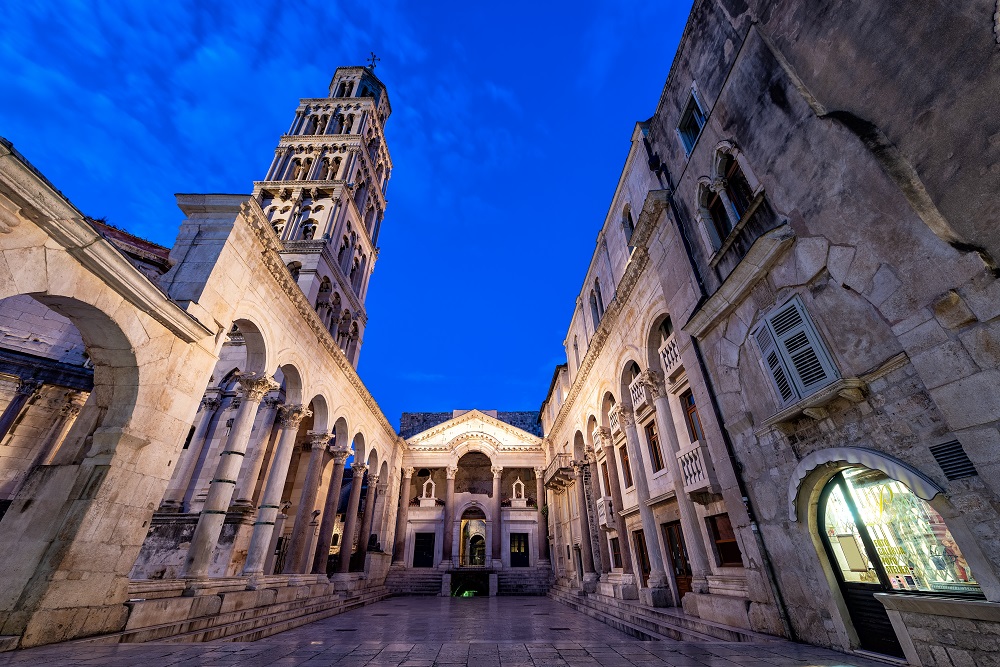 blue hour view of diocletian s palace in split cr 2024 08 06 01 10 35 utc